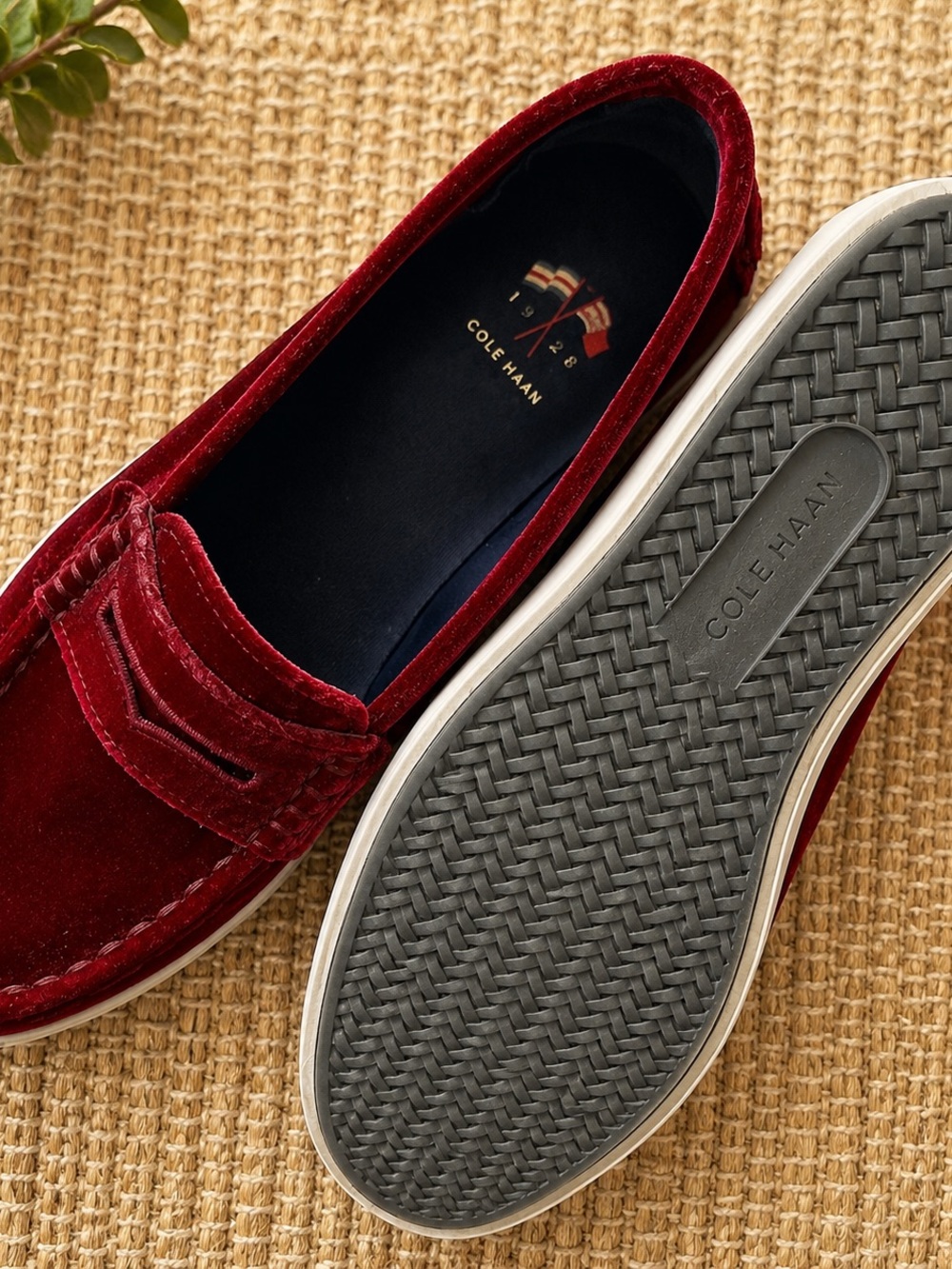Cole Haan Red Velvet Penny Loafers Slip On Flats Women’s 5.5B - Picture 2 of 4